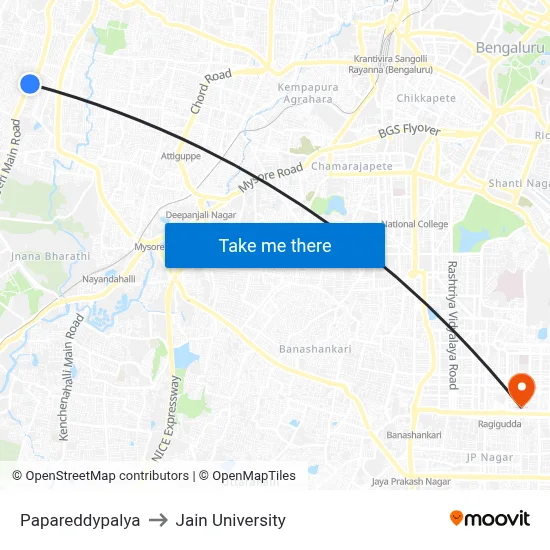 Papareddypalya to Jain University map