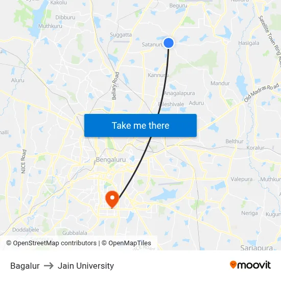 Bagalur to Jain University map