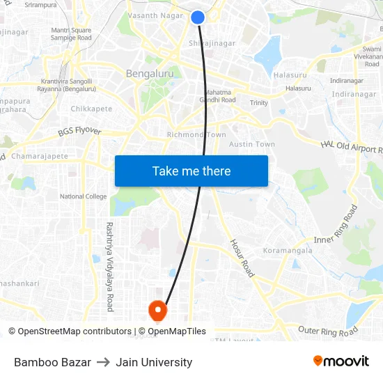 Bamboo Bazar to Jain University map