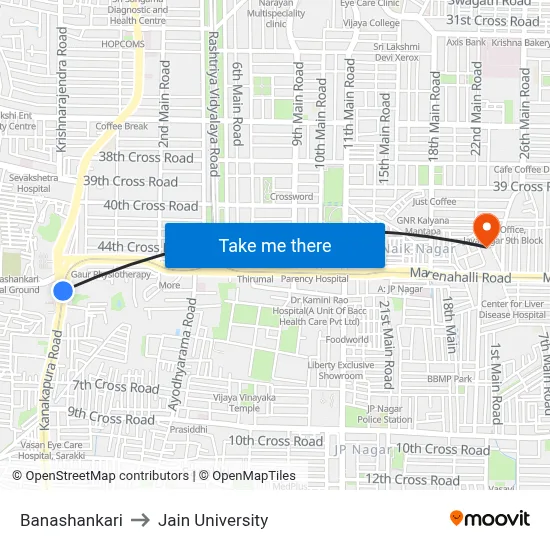 Banashankari to Jain University map