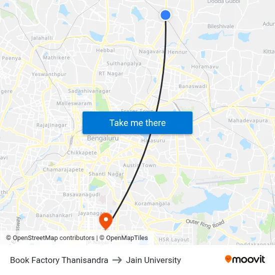 Book Factory Thanisandra to Jain University map