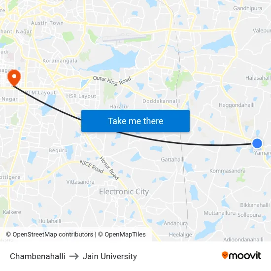 Chambenahalli to Jain University map
