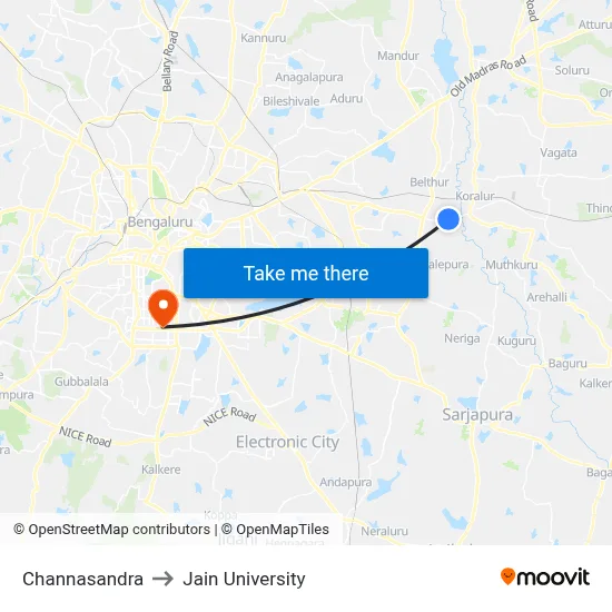 Channasandra to Jain University map