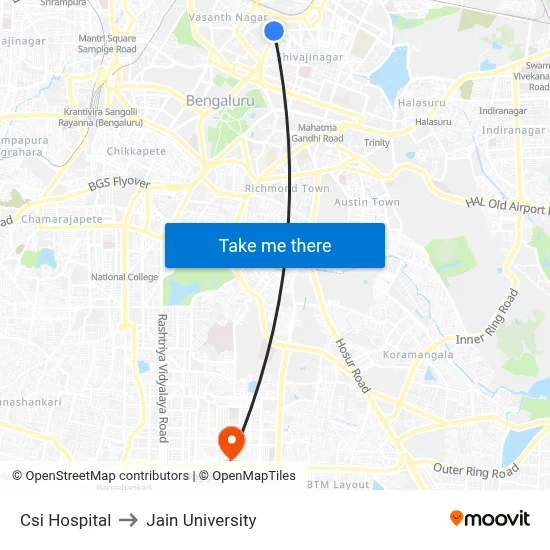 Csi Hospital to Jain University map