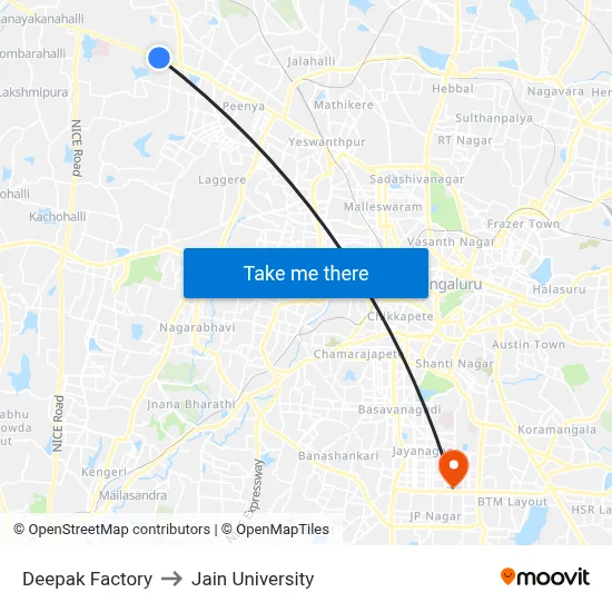 Deepak Factory to Jain University map