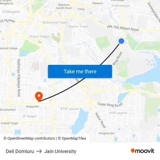Dell Domluru to Jain University map