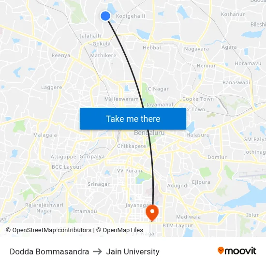 Dodda Bommasandra to Jain University map