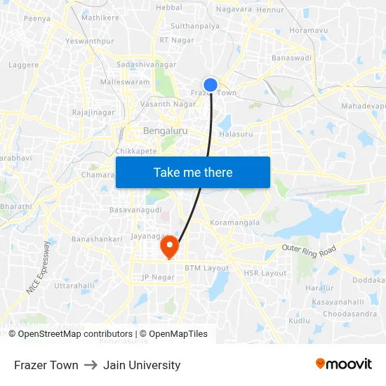 Frazer Town to Jain University map