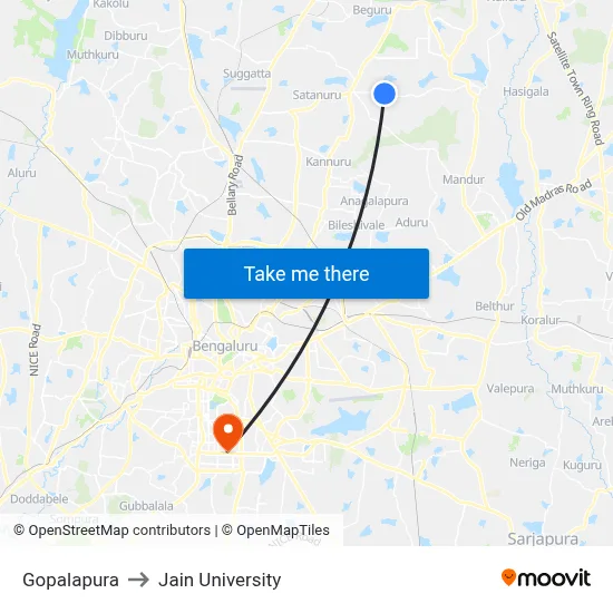 Gopalapura to Jain University map