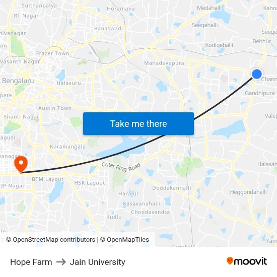 Hope Farm to Jain University map