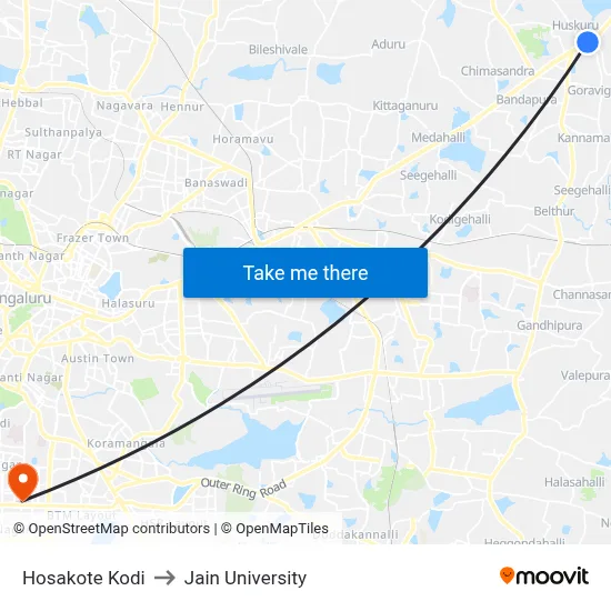 Hosakote Kodi to Jain University map