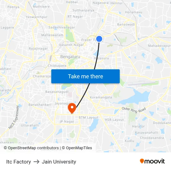 Itc Factory to Jain University map