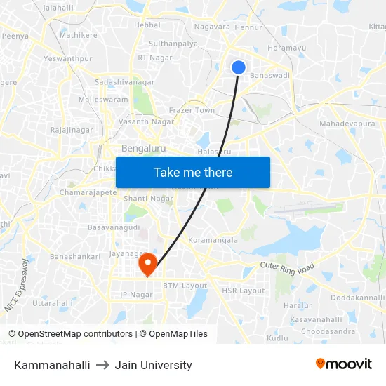 Kammanahalli to Jain University map