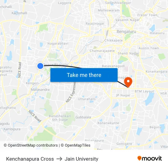Kenchanapura Cross to Jain University map