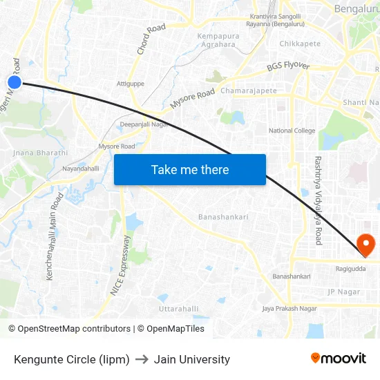 Kengunte Circle (Iipm) to Jain University map