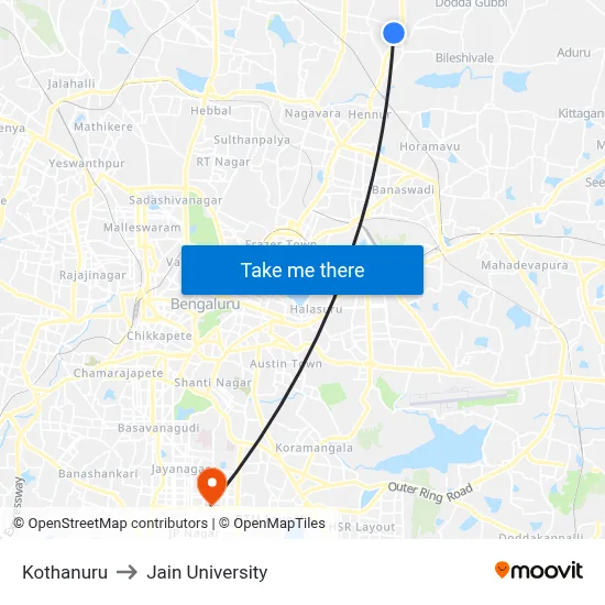 Kothanuru to Jain University map