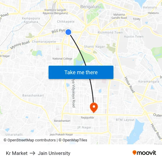 Kr Market to Jain University map