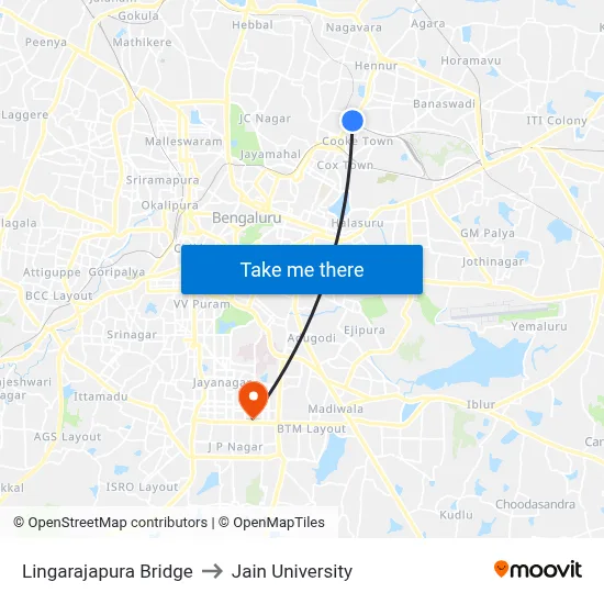 Lingarajapura Bridge to Jain University map