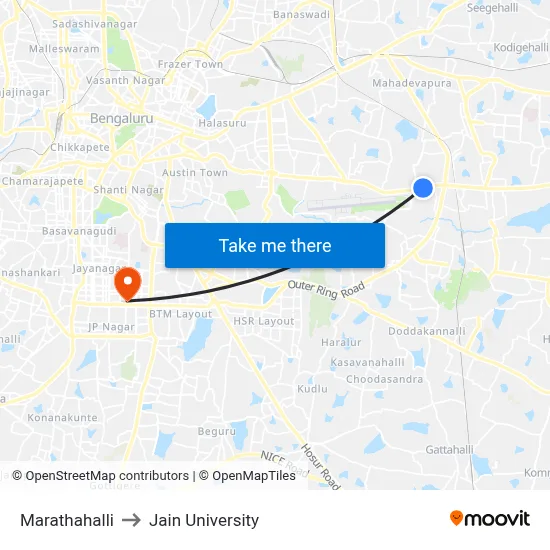 Marathahalli to Jain University map