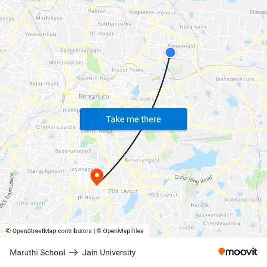 Maruthi School to Jain University map