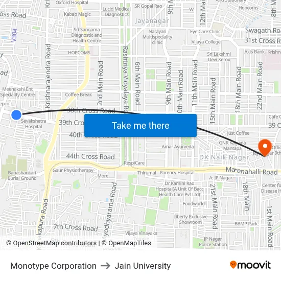 Monotype Corporation to Jain University map