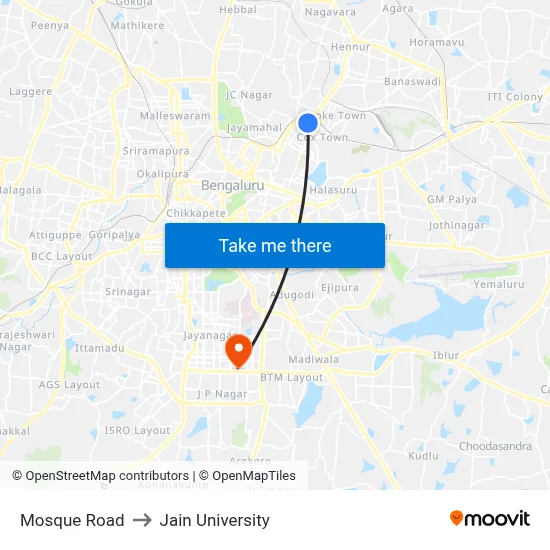 Mosque Road to Jain University map
