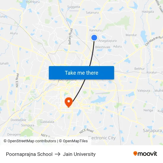 Poornaprajna School to Jain University map