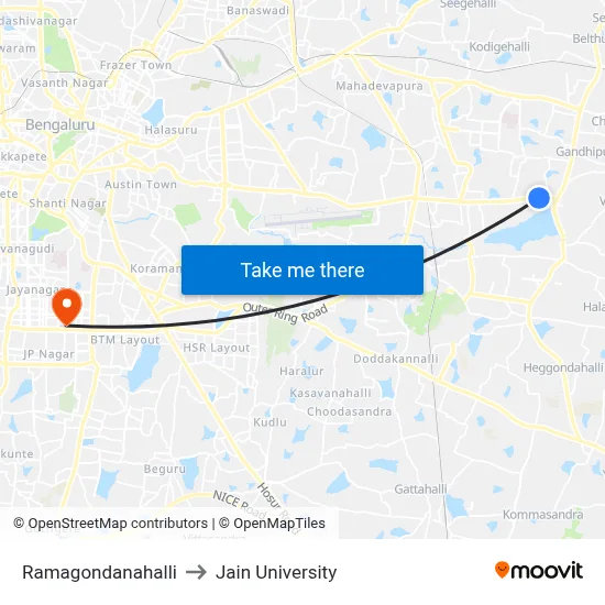 Ramagondanahalli to Jain University map