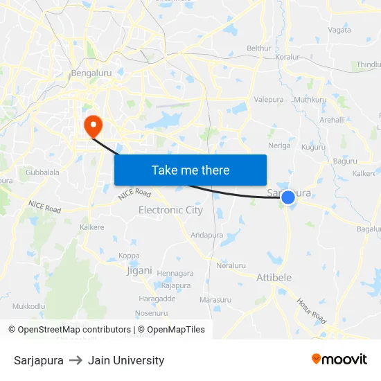 Sarjapura to Jain University map