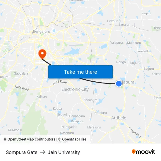 Sompura Gate to Jain University map