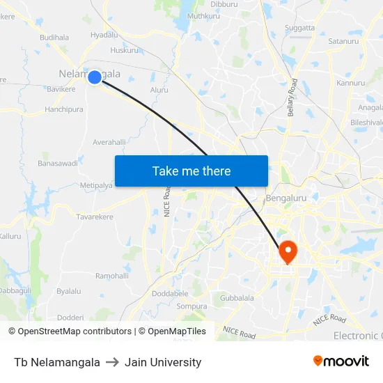 Tb Nelamangala to Jain University map
