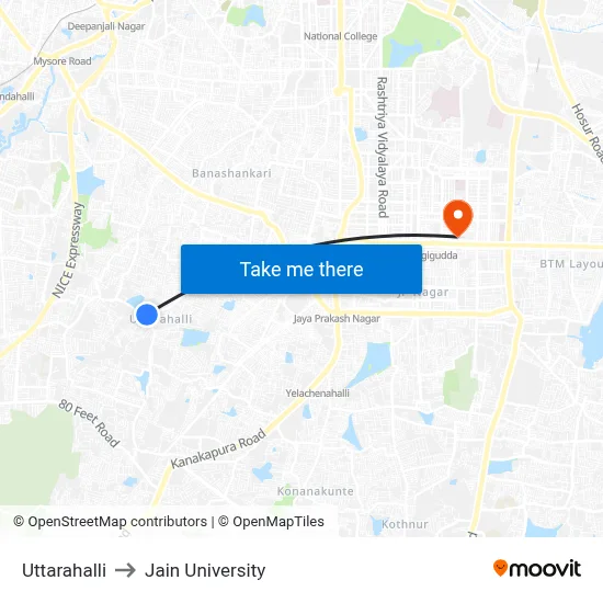 Uttarahalli to Jain University map