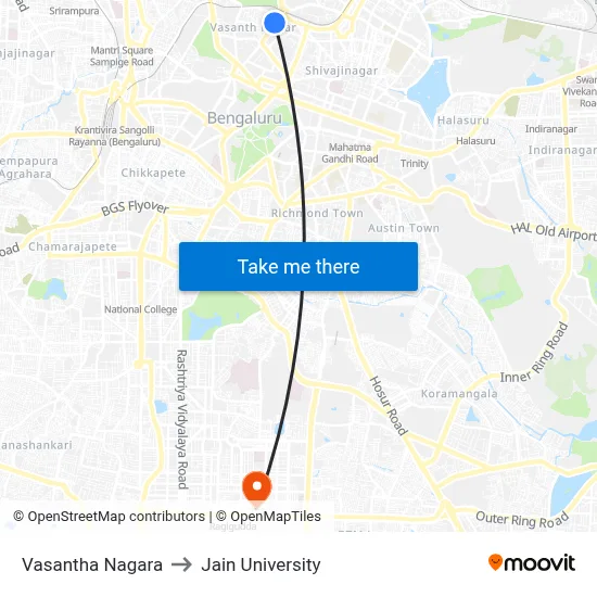 Vasantha Nagara to Jain University map