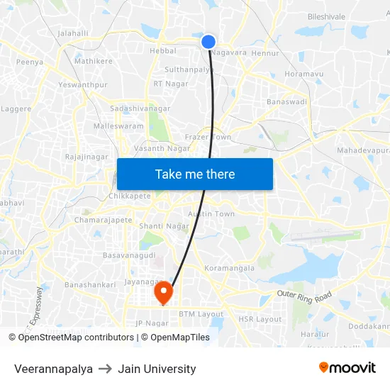 Veerannapalya to Jain University map