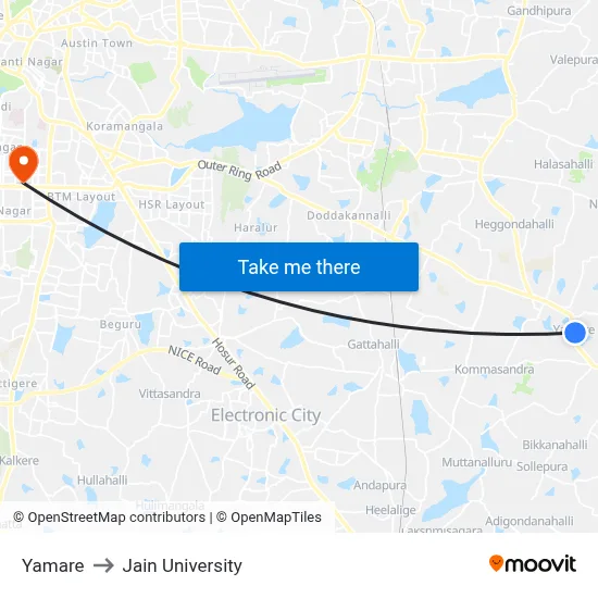 Yamare to Jain University map