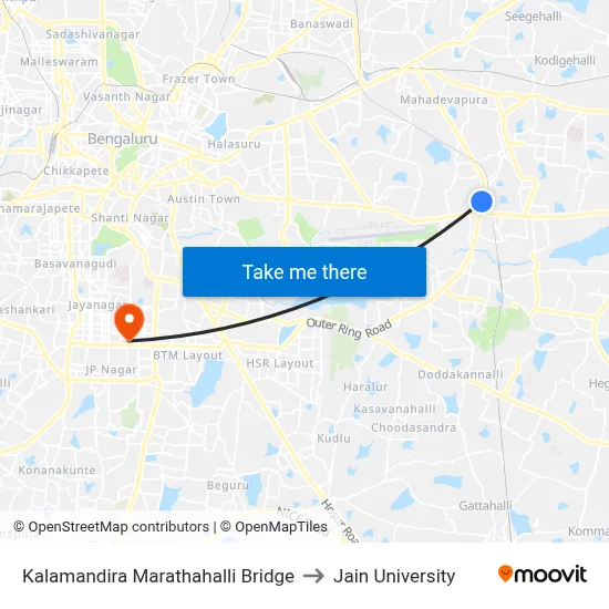 Kalamandira Marathahalli Bridge to Jain University map