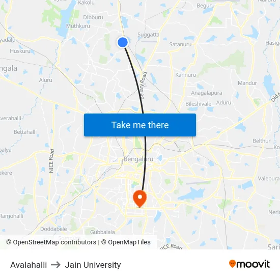 Avalahalli to Jain University map
