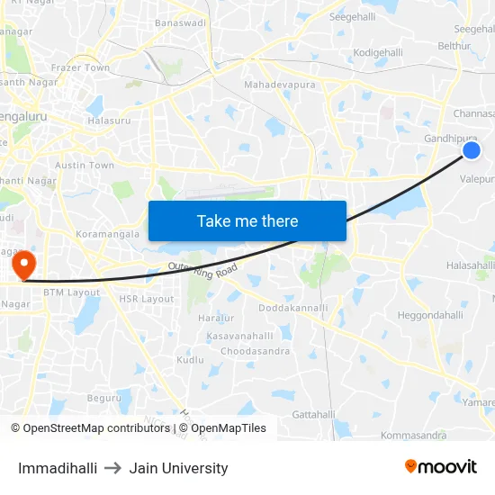 Immadihalli to Jain University map