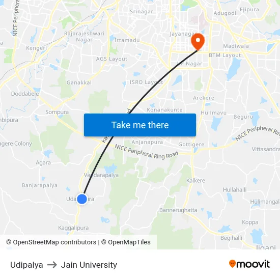 Udipalya to Jain University map