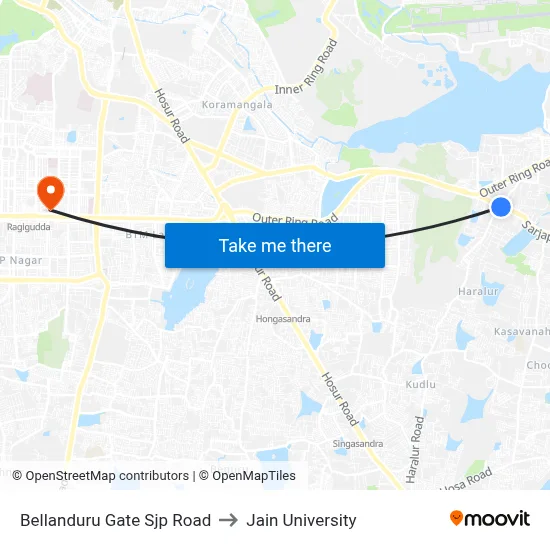Bellanduru Gate Sjp Road to Jain University map