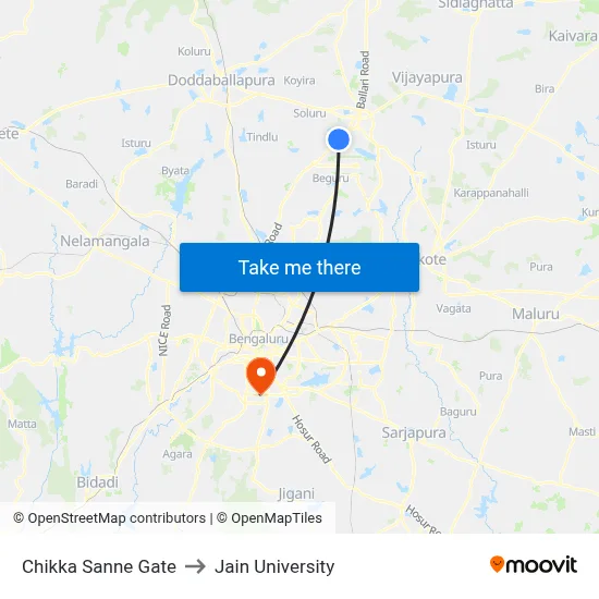 Chikka Sanne Gate to Jain University map