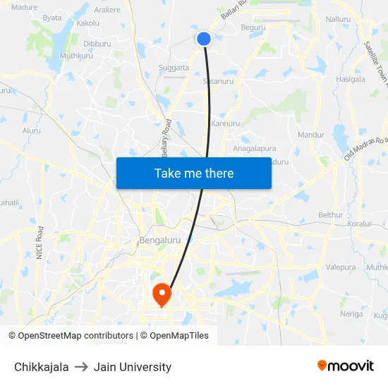Chikkajala to Jain University map