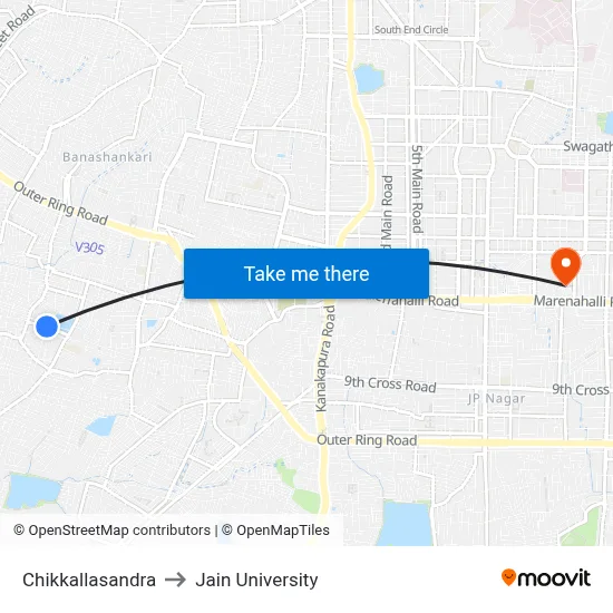 Chikkallasandra to Jain University map