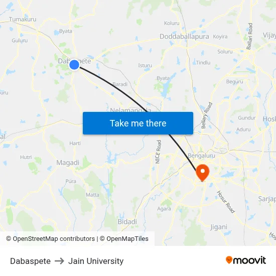 Dabaspete to Jain University map