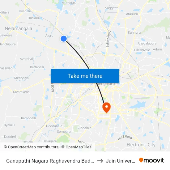 Ganapathi Nagara Raghavendra Badavane to Jain University map