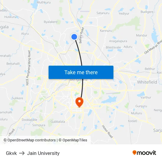 Gkvk to Jain University map