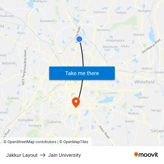 Jakkur Layout to Jain University map