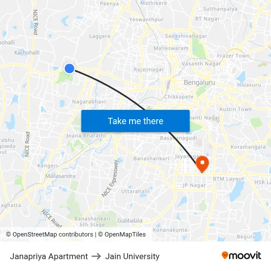 Janapriya Apartment to Jain University map