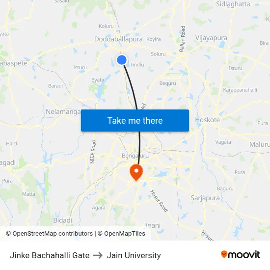 Jinke Bachahalli Gate to Jain University map