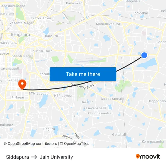 Siddapura to Jain University map
